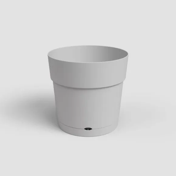 ARTEVASI CAPRI STOR rund urtepotte - Plastik - Vandbeholder - diameter 30 cm - Lysegrå - L 29,5 XP 29,5 H 28,2 cm