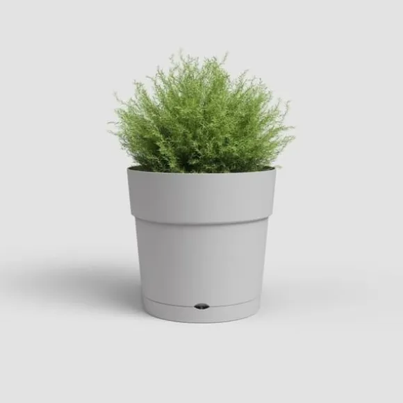 ARTEVASI CAPRI STOR rund urtepotte - Plastik - Vandbeholder - diameter 30 cm - Lysegrå - L 29,5 XP 29,5 H 28,2 cm