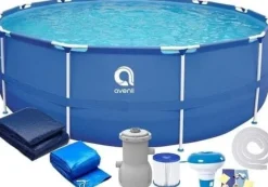 Avenli 305 cm Rund Overjordisk Pool Sæt med Pumpe til Haveentusiaster