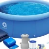 Avenli 244cm Familie Oppustelig Pool med Pumpe, Grunddække & Tilbehør