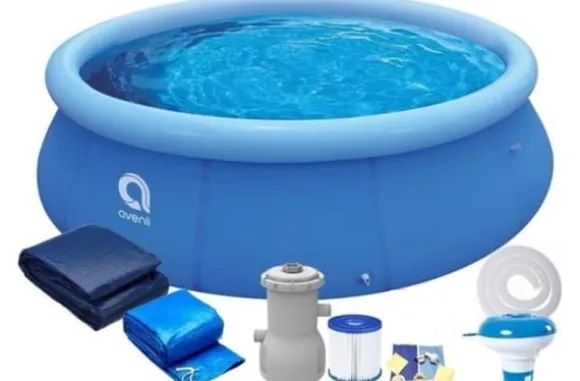 Avenli 244cm Familie Oppustelig Pool med Pumpe, Grunddække & Tilbehør