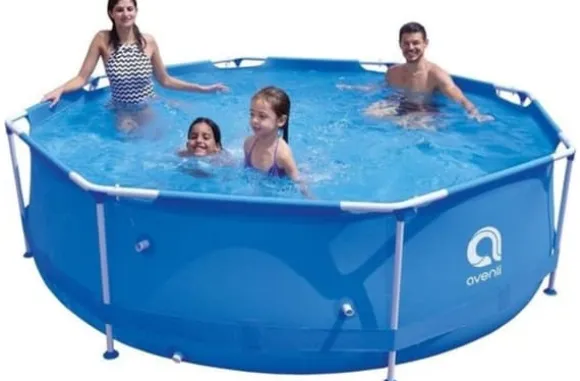Avenli 305cm Rund Overjordisk Pool Sæt med Pumpe, 4383L Kapacitet, 3-lags PVC, Blå