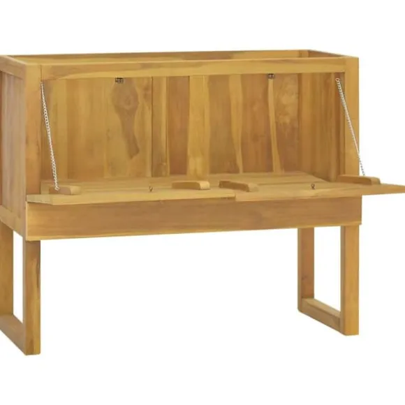 Badeværelsesskab i massivt teaktræ - Elegant opbevaring | Størrelse: 90x40x75,5 cm