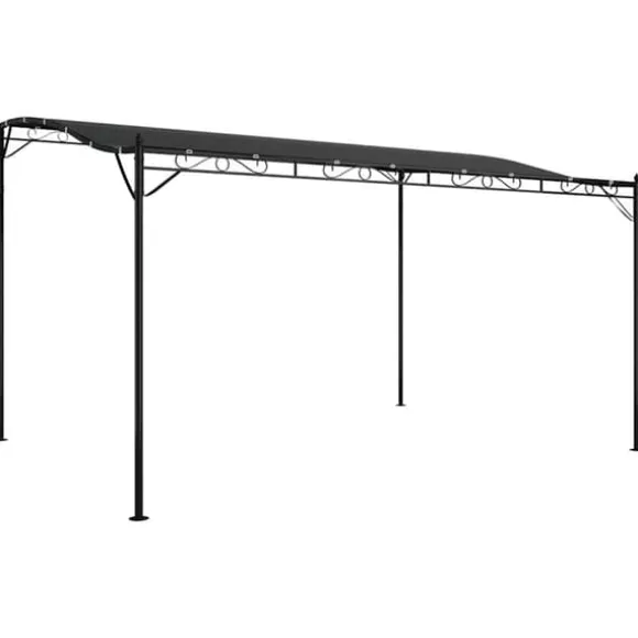 Baldakin 4x3 m - Vandafvisende polyester med stålstel | Farve: Antracitgrå | 180 g/m²