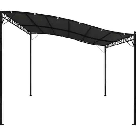 Baldakin 4x3 m - Vandafvisende polyester med stålstel | Farve: Antracitgrå | 180 g/m²