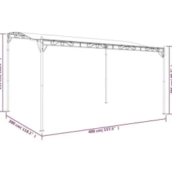 Baldakin 4x3 m - Vandafvisende polyester med stålstel | Farve: Antracitgrå | 180 g/m²