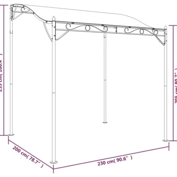 Baldakin 2x2,3 m - Vandafvisende polyester og stål | Farve: Antracitgrå | 180 g/m²