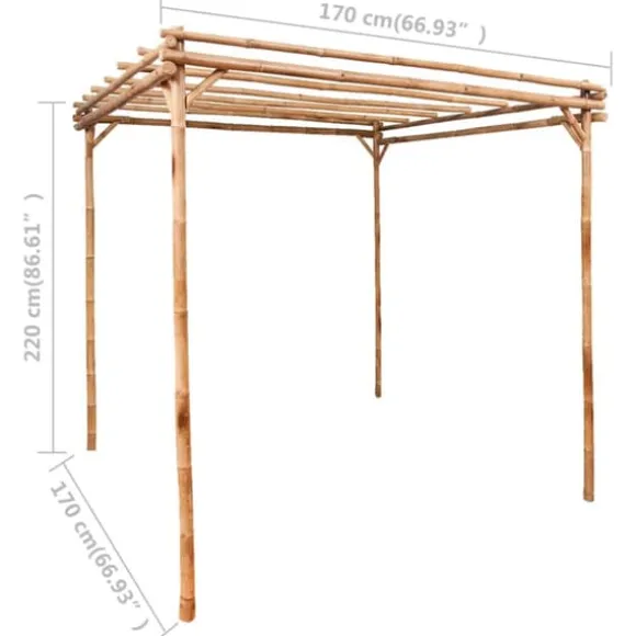 Bambus pergola til haven - Stabil base til klatreplanter | Størrelse: 170x170x220 cm