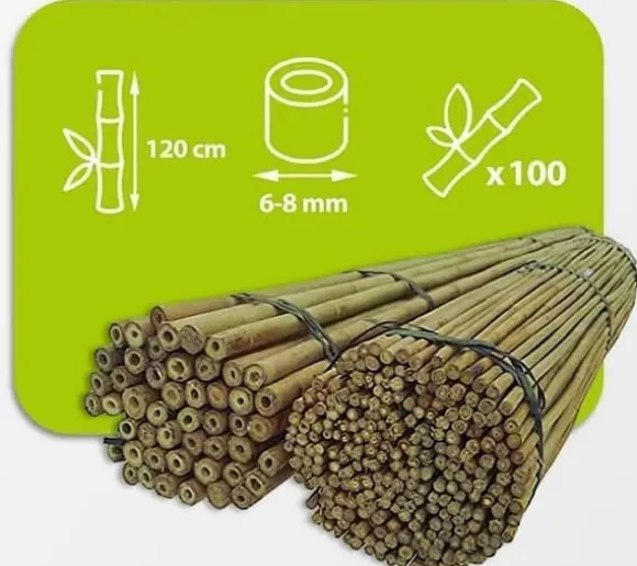 Bambusstænger 120 cm 6/8 mm /100 stk/
