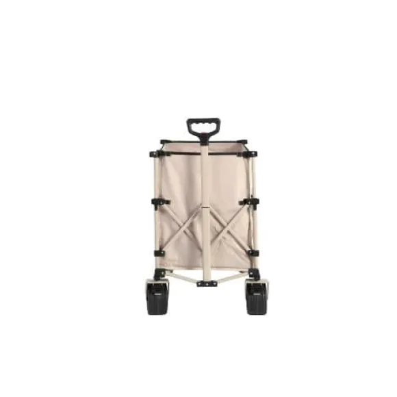 Beach Wagon, foldevogn 220 lbs med store hjul, holdbar 300L foldbar havevogn med terrænhjul og drikkeholder, beige