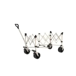 Beach Wagon, foldevogn 220 lbs med store hjul, holdbar 300L foldbar havevogn med terrænhjul og drikkeholder, beige