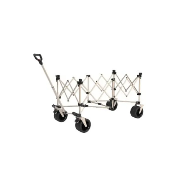 Beach Wagon, foldevogn 220 lbs med store hjul, holdbar 300L foldbar havevogn med terrænhjul og drikkeholder, beige