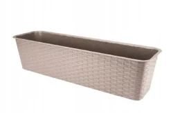 Beige rattan balkonkasse 60 cm