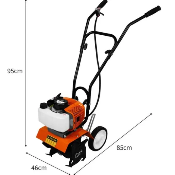 Benzindrevet Rotavator Rorpind Trådløs Have 52CC 4 stålblade 30 cm Arbejdsbredde 20 cm Dybde Bærbar gravemaskine Ukrudtsfjernelse PPE og værktøjssæt | CDON