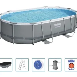 Bestway Power Steel oval swimmingpoolsæt | Størrelse: 488x305x107 cm