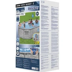 Bestway Power Steel swimmingpoolsæt - Inkl. filterpumpe | Størrelse: 488x305x107 cm