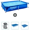 Bestway Rectangular Steel Pro Swimming Pool - 221 x 150 x 43 cm - Blå - Inkluderet tilbehør CB40