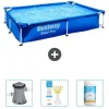 Bestway Rectangular Steel Pro Swimming Pool - 221 x 150 x 43 cm - Blå - Inkluderet tilbehør CB37