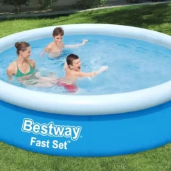 Bestway Round Oppustelig Fast Set Swimming Pool - 366 x 76 cm - Blå - Inklusive Tilbehør CB57