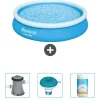 Bestway Round Oppustelig Fast Set Swimming Pool - 366 x 76 cm - Blå - Inkluderet tilbehør CB41