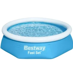 Bestway Round Oppustelig Fast Set Swimming Pool - 244 x 61 cm - Blå - Inklusive Tilbehør CB51
