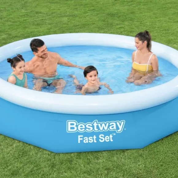 Bestway Round Oppustelig Fast Set Swimming Pool - 305 x 66 cm - Blå - Inklusive Tilbehør CB13
