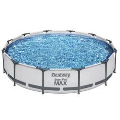 Bestway Round Steel Pro MAX swimmingpool - 366 x 76 cm - Grå - Inklusive Tilbehør CB60