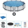 Bestway Round Steel Pro MAX swimmingpool - 366 x 76 cm - Grå - Inklusive Tilbehør CB11