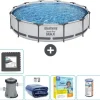 Bestway Round Steel Pro MAX swimmingpool - 366 x 76 cm - Grå - Inklusive Tilbehør CB18