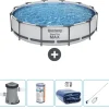 Bestway Round Steel Pro MAX swimmingpool - 366 x 76 cm - Grå - Inklusive Tilbehør CB54