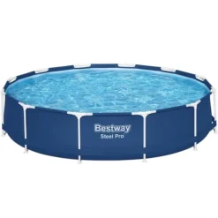Bestway Round Steel Pro Swimming Pool - 366 x 76 cm - Blå - Inklusive Tilbehør CB13