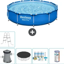 Bestway Round Steel Pro Swimming Pool - 366 x 76 cm - Blå - Inklusive Tilbehør CB14