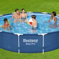 Bestway Round Steel Pro Swimming Pool - 396 x 84 cm - Blå - Inklusive Tilbehør CB11