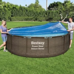 Bestway solopvarmet poolovertræk Flowclear 356 cm | Farve: Blå | Størrelse: 356 cm
