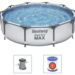 Bestway Steel Pro MAX swimmingpoolsæt 305x76 cm | Farve: Stål | Størrelse: 305x76 cm