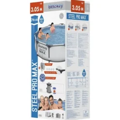 Bestway Steel Pro MAX swimmingpoolsæt 305x76 cm | Farve: Stål | Størrelse: 305x76 cm