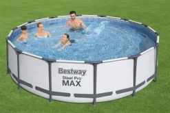 Bestway Steel Pro Max 549x122 cm Rund Overjordisk Pool Sæt med Pumpe, Stige og Dække - Arktisk Grå