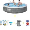 Bestway Swimming Pool - Fast Set - Paradise Flowers - 457 x 84 cm - Inklusiv WAYS vedligeholdelsespakke & filterpumpe