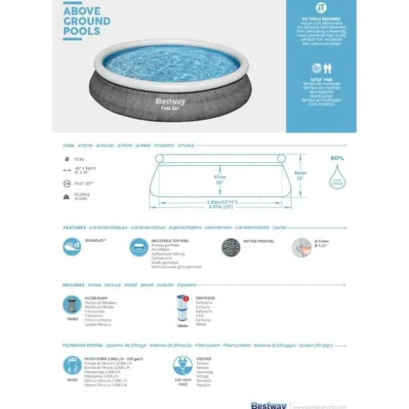 Bestway Swimming Pool Fast Set - 457x84 cm - Swimming Pool Deal