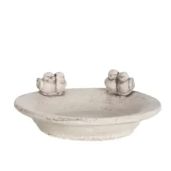 Betonskulptur Vandskål med Fugle Grå Figur