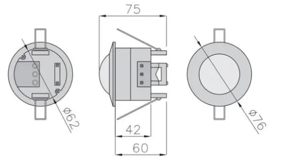 Bevægelsessensor hvid 6m rækkevidde CR-5 1200W 240V 360° IP20 GTV CR-CR5000-00