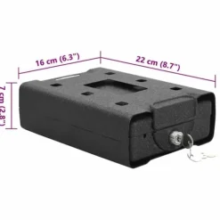 Bil Safe med lås - Robust metalboks til værdigenstande | Farve: Sort | Størrelse: 21.8x16x7 cm