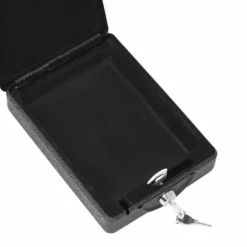 Bil Safe med lås - Robust metalboks til værdigenstande | Farve: Sort | Størrelse: 21.8x16x7 cm