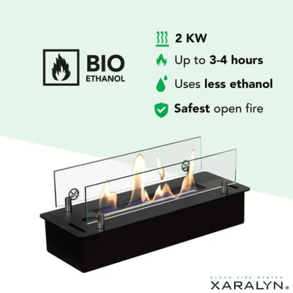 Bioetanolbrenner S (4114LB) med innebygd leppe - Sort - bioetanol innebygget komfyr med patentert keramisk stein - 2 KW varme