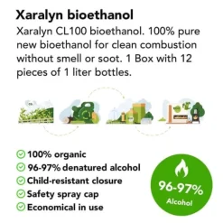 Bioethanol CL100 (24X 1 liter) - 100 % ren bioethanol - Lugtfri - Hollandsk oprindelse - Miljøvenligt brændstof