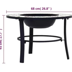 Bålfad i keramik med mosaik - Dekorativt bålsted | Størrelse: 68 cm | Farve: Grøn