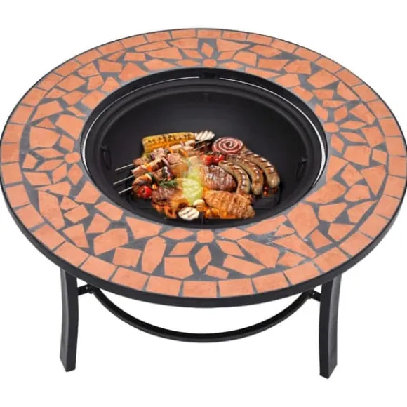 Bålfad i mosaik 68 cm - Dekorativt bålsted til have | Farve: Terracotta