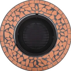 Bålfad i mosaik 68 cm - Dekorativt bålsted til have | Farve: Terracotta