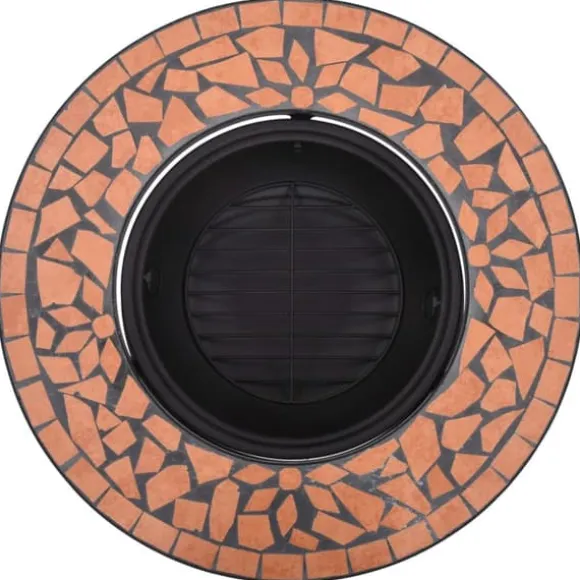 Bålfad i mosaik 68 cm - Dekorativt bålsted til have | Farve: Terracotta