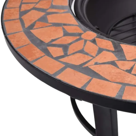 Bålfad i mosaik 68 cm - Dekorativt bålsted til have | Farve: Terracotta